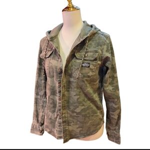 Aeropostale Green Camouflage Hooded Jacket Size Small